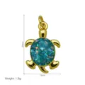 Golden turtle pendant with blue glitter inlay, compact size 23x13mm, elegant fashion jewelry accessory. - Blue Textured Turtle Pendant Only (Without Chain)