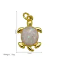 Gold-plated turtle pendant with pink opal inlay, cute animal necklace accessory for daily wear. - Pink Iridescent Small Turtle Pendant Only (Without Chain)