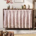 Ins style floral cabinet short curtain with lace hem pastoral dust cover curtain fabric - Weed Embroidery