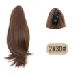 Kurze synthetische Haarverlängerung Pferdeschwanz mit Klammer, braunes welliges Haarteil für Alltag. - 2M30# Hellbraun Strähnchen