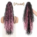 Synthetische Zopfperücke lange wellige schwarze rosa Locken Haarverlängerung natürlich - Rosa