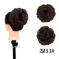 Synthetisches haarteil haardutt lockige haare mit klaue clip haargummi braun styling - 2M33# Dunkelbraun