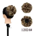 Synthetische Haarverlängerung Zopf Dutt Lockige Haarteile Messy Bun Braun 12H24# - Farbe 12H24#