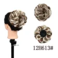 Synthetisches Haarteil Dutt Haarklammer lockig blond braune Farbe Haarteil Stueck - 12H613#