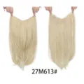 Naadloze U-vormige clip-in blonde haarverlenging, natuurlijke lange rechte synthetische pruik. - 27M613# Honingblond