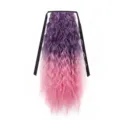 Lunga estensione per coda di cavallo riccia viola e rosa con nastri neri alla moda. - 73CT2311 Ombré
