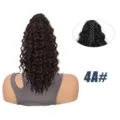 Synthetische lockige Krallenclip Zopf Perücke für Damen, fluffige tiefe Locken Haarverlängerung. - Dunkelbraun