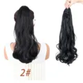 Detailed view of synthetic wavy claw clip ponytail wig, showing hair texture and built-in clip. - Color 2
