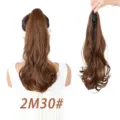 Synthetic wavy ponytail hair extension with claw clip detail, fluffy and easy to wear. - 2M30# Medium Brown