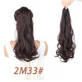 Wavy claw clip ponytail extension synthetic brown hair piece high ponytail for women - 2M33# Dark Auburn