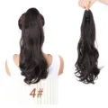 Synthetic Wavy Ponytail Hair Extension Claw Clip Dark Brown Long Curly Hair Piece - Color 4