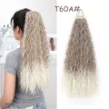 Synthetische lockige Pferdeschwanz Haarverlängerung Ombre lange blonde wellige Perücke Band - Farbe T60A#