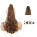 Synthetic curly claw clip ponytail extension for women high wave hair piece brown color - 2M30# Light Brown Highlight