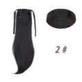 Schwarze glatte Zopf Haarverlängerung zum Wickeln Clip Kunsthaar Haarteil für Frauen. - 40CM / 2#