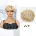 Kurzes blondes Haarteil mit Clips und Kopfhautbasis für Volumen und Grauhaarabdeckung. - Code 27