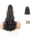Synthetic wavy claw clip ponytail extension in dark shade, perfect for instant volume. - 2#