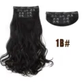 Synthetische golvende clip-in haarverlenging 1B zwart lange haarstukken 4st set vrouwen - 2#