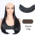 V-shape one-piece synthetic hair extension long black straight wig clips 20 inch 170g - M2# Black