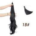 Synthetische Haarspange Zopfverlängerung in natürlichem Schwarz 1B, einfache Zauberwickeloptik. - Naturschwarz