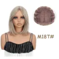 Blonde Bob Perücke Kurze Glatte Synthetische Perücke mit Pony Mittelscheitel Natürliche Perücken - Farbverlauf Blond (M18T#)