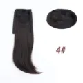 Lange glatte Pferdeschwanz Haarverlängerung mit Band und Netz, natürlicher Look, Farbton 4# - 40CM / 4#