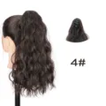 Lange gewellte Krallen-Clip Pferdeschwanz synthetische Haarverlängerung dunkelbraun Haar. - 4#
