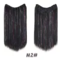 V-shaped one-piece straight hair extension with colorful laser tinsel for seamless styling. - Color M2#