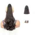 Dark brown wavy claw clip ponytail hair extension, 4# synthetic curly hair for women. - 4#