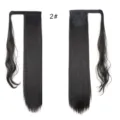 Synthetische paardenstaart haarverlenging wikkel recht haarstuk in kleur 2# detail - 2# Stijl
