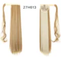Extensión de cabello coleta sintética envolvente pasta mágica peluca larga lisa rizada. - 27H613 Liso