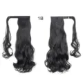 Larga extensión de cabello de coleta ondulada sintética con fijación mágica de color 1B. - 1B Rizado