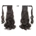 Larga extensión de cabello de cola de caballo ondulada sintética marrón oscuro 4# - 4# Rizado