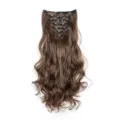 Braune lange gewellte Haarverlängerung Detailansicht mit sicheren Clips und weicher Textur. - 2M30# Hellbraun Strähnchen