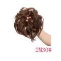 Synthetic messy hair bun extension scrunchie for women, fluffy curly hair piece in color 2M30. - 2M30# Light Brown Highlight