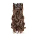 Lange lockige Clip-in Haarverlängerungen für Damen, 16 Clips 7-teiliges braunes Haarteil. - Farbe 4M30#