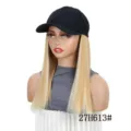 Synthetische lange glatte Haare Perücke Baseballcap in Schwarz und Blond, stylischer Hut. - 27H613# Strähnchen