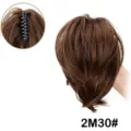 Korte bruine synthetische paardenstaart pruik met klauwclip, gekrulde knot haarverlenging voor dames. - Donkerbruin