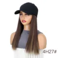 Synthetische Perücke Baseballkappe mit langem glatten Haar, modische Haarverlängerung. - 4H27# Strähnchen