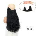Extension capelli halo un pezzo ondulata lenza nera parrucca sintetica allingrosso - Nero Naturale #1B
