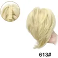 Blonde synthetische haren klauwclip paardenstaart extensie kort krullend haarstukje. - 613# Lichtblond