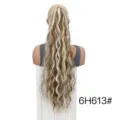 Long wavy synthetic ponytail hair extension in highlighted blonde and brown color for women. - Light Brown Highlight Gold