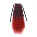 Extension per capelli coda di cavallo sintetica riccia lunga con nastro rosso ombre - Nero Borgogna Ombré