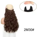 Extension capelli halo onda d'acqua, parrucca riccia sintetica marrone 2M30# pezzo unico. - 2M30# Marrone Scuro Mèches