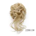 Chignon riccio sintetico con ciocche lunghe estensione di capelli biondi naturali. - 22H613#
