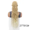 Synthetic Long Wavy Drawstring Ponytail Hair Extension in 27T613# Golden Blonde Color - Golden Gradient