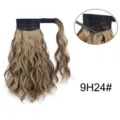 Wavy ponytail hair extension with velcro wrap design, synthetic long curly wig 9H24#. - Brown Blonde Mix 9H24#