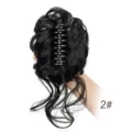 Estensione coda di cavallo con clip sintetica, parrucca chignon riccio, nero naturale. - 2#