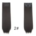 Synthetic straight hair extensions clip in pieces dark brown hair extensions for women - Dark Brown (2#)