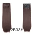 Synthetic straight hair extensions 4pcs clip in dark brown hair piece long wig for women. - Dark Brown Ombre (2B/33)