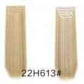 Synthetic straight hair extensions detail view, 4-piece clip in blonde hair style. - Blonde (22H613)